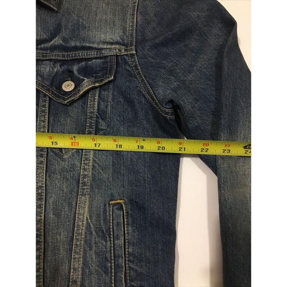 Levi Strauss Levi's Mens Dark Wash Faded Denim Trucker Jacket Size Small - Picture 3 of 9